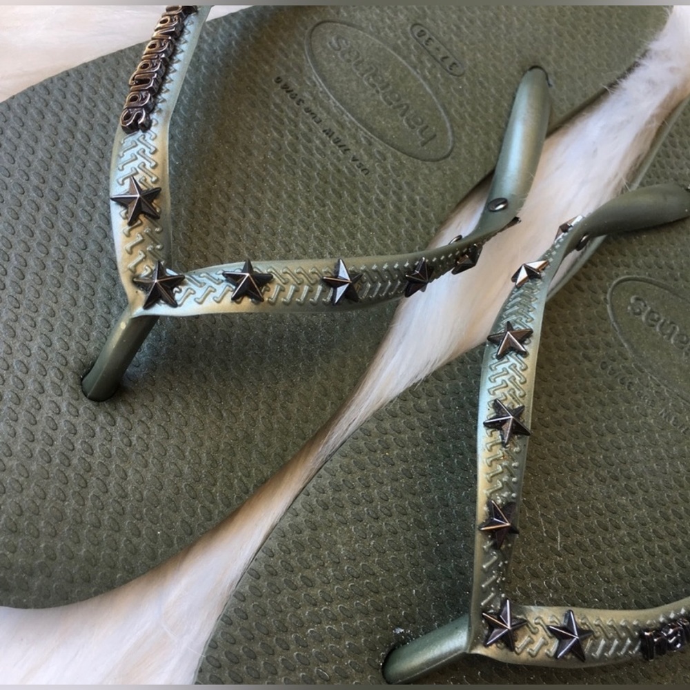 Havaianas Star Army Green Flip Flop Sandals Olive